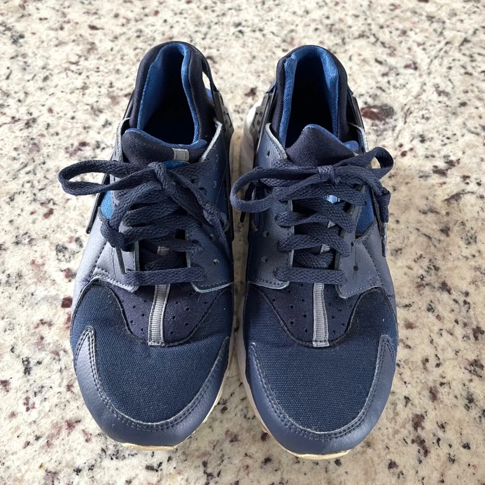 Nike Air Huarache‎ Run GS 5.5Y Navy Blue Sneaker 654275-414 Sporty Retro Runner